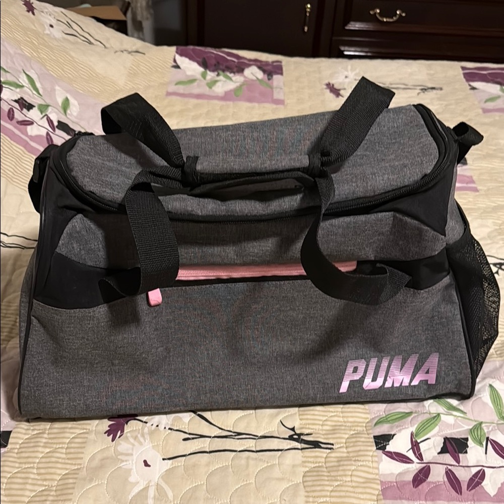 Puma Charcoal and Pink Duffel Bag